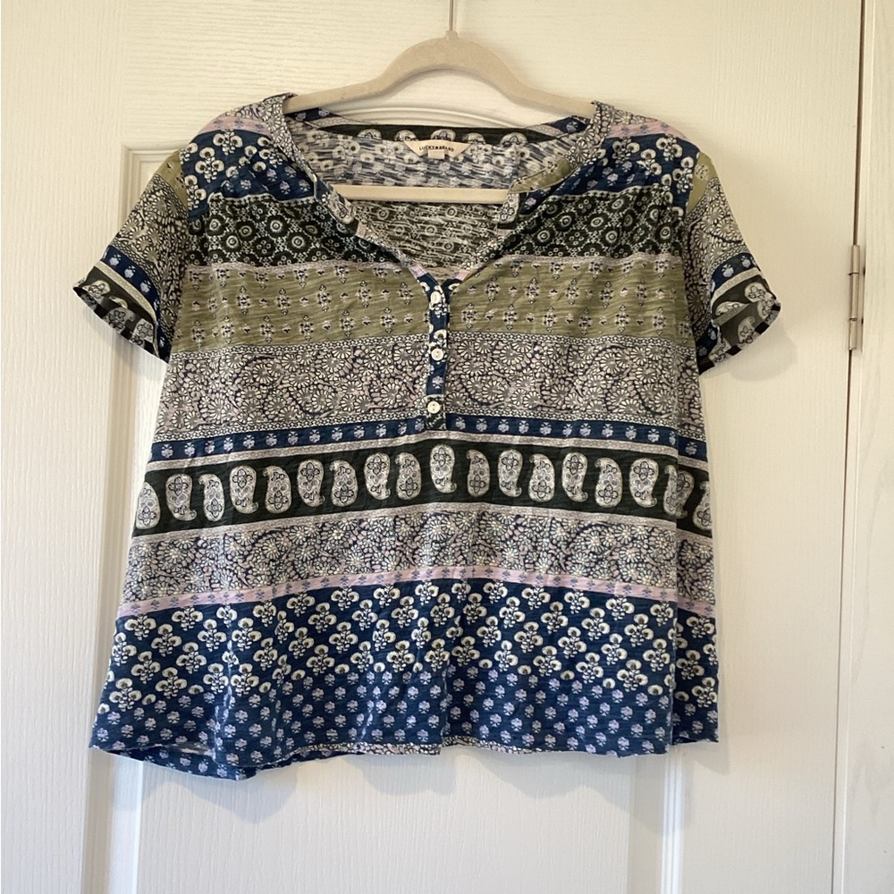 Lucky Brand Multicolor Patterned Blouse size 1XL EUC